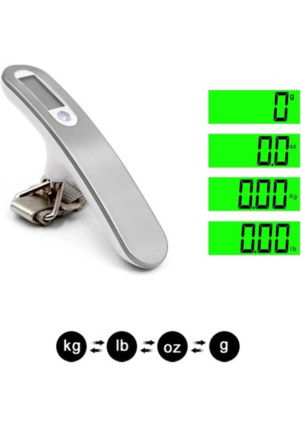 Mavi Düğme 50 kg x 10G Dijital Bagaj Ölçeği Arka Işık ile Elektronik Terazi Ağırlık Dengesi Bavul Seyahat Asılı Steelyard Kanca Ölçeği (Yurt Dışından) modelleri