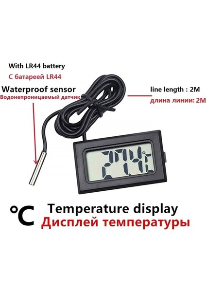 Siyah 2m Telli 2 In 1 Mini LCD Dijital Sıcaklık Nem Ölçer Dedektörü Termograf Kapalı Oda Enstrümanı Iki LR44 Pil ile (Yurt Dışından)