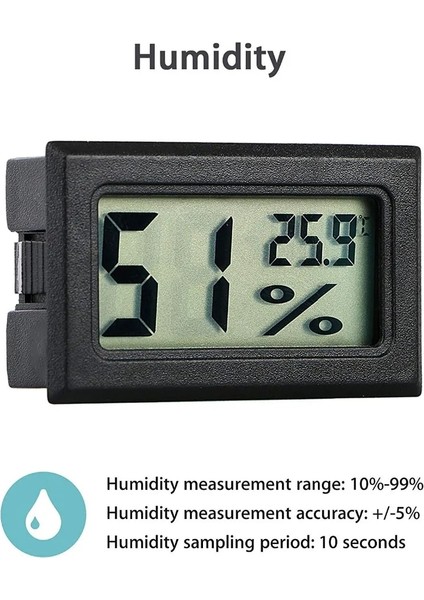 Siyah 2m Telli 2 In 1 Mini LCD Dijital Sıcaklık Nem Ölçer Dedektörü Termograf Kapalı Oda Enstrümanı Iki LR44 Pil ile (Yurt Dışından)