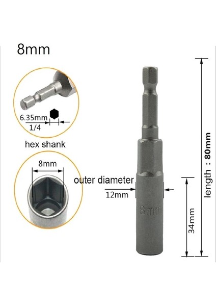 8mm 1 Adet 80MM Uzunluk 1/4 "hex Sürücü Manyetik Soket Darbe Somun Cıvata Vidalar Sertliği Absorbe Edin HRC60DRILL Bit (Yurt Dışından)