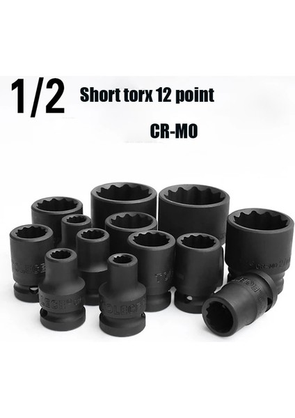 9mm 1/2 "(12.5mm) Kısa Darbe Soketi 12 Noktalı Erik Çiçeği Hava Soketleri Kafa 38MM Uzunluk Cr-Mo Pnömatik Soket Araba Tamir Araçları Için (Yurt Dışından)