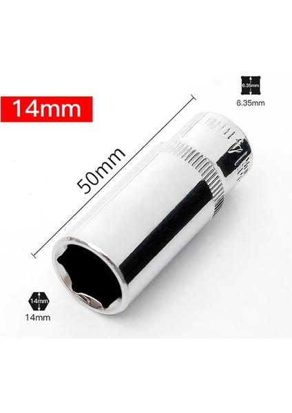 BS09-14MM-5CM 1 Adet Yüksek Kalite 1/4 Lokma Seti Adapterlong Soketler 4-14MM Derin Soket Aracı Kafaları Tork Anahtarı Cırcır Soket Anahtarı (Yurt Dışından)