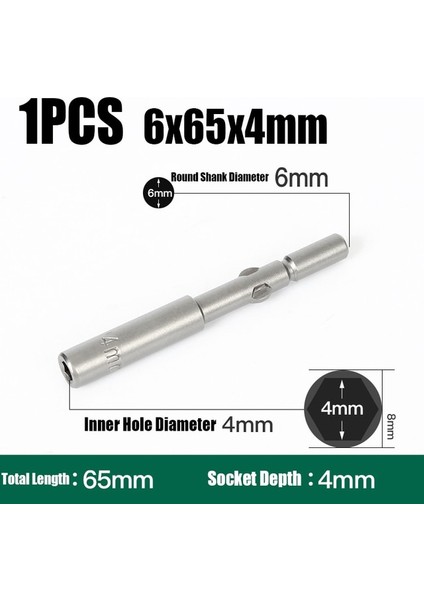 6X65X4MM 1 Adet 4MM-19MM Darbe Altıgen Soket 6mm Yuvarlak Şaft Vida Somun Sürücü Allen Anahtarı 802 Elektrikli Tornavida Matkap Ucu Adaptör Soketi Kiti (Yurt Dışından)