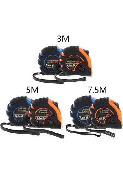 F 1m 1/1.5/3/5/7.5/10M Geri Çekilebilir Mezura 3 Yollu Kilit Metrik Kauçuk Mezura Cetveli (Yurt Dışından)