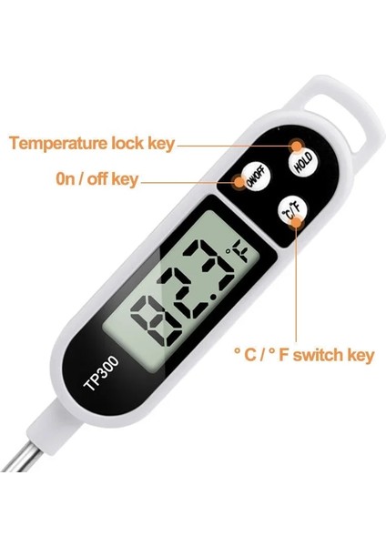 TP101 Siyah Dijital Gıda Termometresi Mutfak Pişirme Barbekü Probu Elektronik Fırın Et Su Süt Sensörü Göstergeler Araçları Ölçme Termometreler (Yurt Dışından)