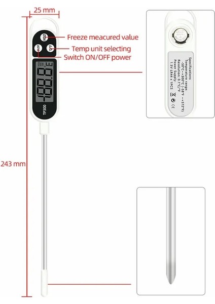 TP101 Siyah Dijital Gıda Termometresi Mutfak Pişirme Barbekü Probu Elektronik Fırın Et Su Süt Sensörü Göstergeler Araçları Ölçme Termometreler (Yurt Dışından)