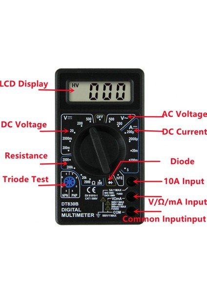 Gri Beyaz Ac/dc 750/1000 V DT-830B Multimetre Analiz Cihazı 10A Amp Volt Test Cihazı LCD Ekran Otomatik Aralığı Dijital Voltmetre (Yurt Dışından) indirimleri