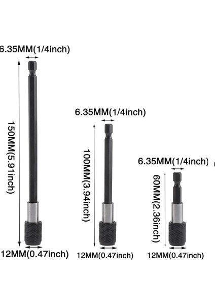 60MM 6.35MM 1/4 Inç Hex Shank Hızlı Bırakma Hassas Tornavida Seti Ayarlanabilir Yaka Uzatma Çubuğu ile Manyetik Uç Tutucu 60MM 100MM (Yurt Dışından) fırsatları