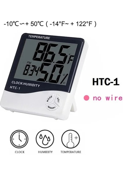 Htc-1 Oauee LCD Elektronik Dijital Sıcaklık Nem Ölçer Iç Mekan Dış Mekan Termometre Higrometre Hava Istasyonu Saat Htc-1 Htc-2 (Yurt Dışından)