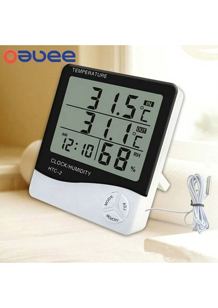 Htc-1 Oauee LCD Elektronik Dijital Sıcaklık Nem Ölçer Iç Mekan Dış Mekan Termometre Higrometre Hava Istasyonu Saat Htc-1 Htc-2 (Yurt Dışından) fiyatları