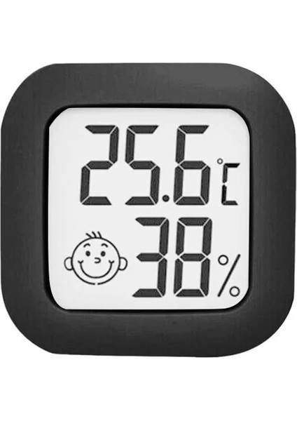 Siyah Mini Termometre Higrometre Gülümseme Yüzü Kapalı Bebek Odası Elektronik Termometre Higrometre Sıcaklık Ölçer -50-+70°c 10%-99%rh (Yurt Dışından)
