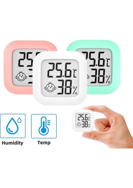 Siyah Mini Termometre Higrometre Gülümseme Yüzü Kapalı Bebek Odası Elektronik Termometre Higrometre Sıcaklık Ölçer -50-+70°c 10%-99%rh (Yurt Dışından)