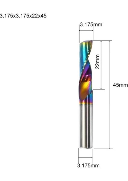 3.175X22X45 1 Adet 5A Alüminyum Freze Için Tek Flüt Dlc Kaplamalı Renkli Alüminyum Profil Kompozit Kesme Kafası Gravür (Yurt Dışından)