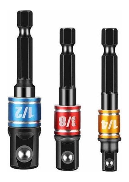 Siyah 3 Adet/takım Krom Vanadyum Çelik Soket Adaptörü Hex Shank 1/4 "3/8" 1/2 "uzatma Uçları Elektrikli Matkap Kafaları Kare Soket Matkaplar (Yurt Dışından)