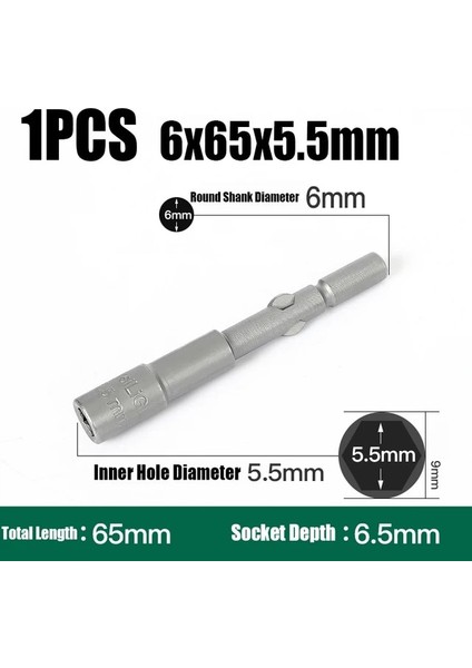 6X65X5.5MM 1 Adet 4MM-19MM Darbe Altıgen Soket 6mm Yuvarlak Şaft Vida Somun Sürücü Allen Anahtar 802 Elektrikli Tornavida Matkap Ucu Adaptör Soketi Kiti (Yurt Dışından)