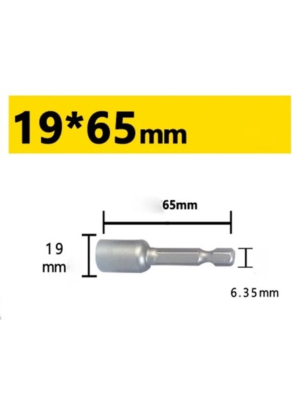 19MM Güçlü Manyetizma Hex Bit Socke 1/4 "hex Shank Darbe Soket Somun Tornavida Elektrikli Matkaplar Için Darbeli Sürücüler Soket Seti Araçları (Yurt Dışından)