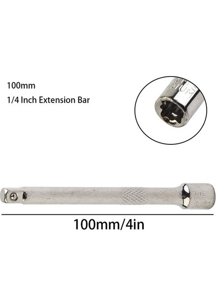 100MM 1/4 Inç Krom Çelik Uzatma Çubuğu Cırcır Lokma Anahtar Adaptörü 50/75/100 mm Araçları Mekanik Werkzeuge Werkstatt Douille (Yurt Dışından)