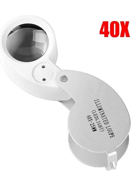 Beyaz 40X25MM El Katlanır Takı Optik Cam Büyüteç Büyüteç W/led Işık Yüksek Çözünürlüklü Optik Cam Okuma Saati Onarımı (Yurt Dışından) fiyatları