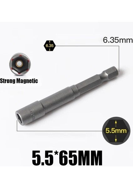 5.5mm x 65MM 1 Adet 5MM-19MM Hex Darbe Soket Manyetik Somun Tornavida Seti 1/4 6.35MM Anahtarı Matkap 65MM Uzun Adaptör Elektrikli Matkap Soket Kiti (Yurt Dışından)