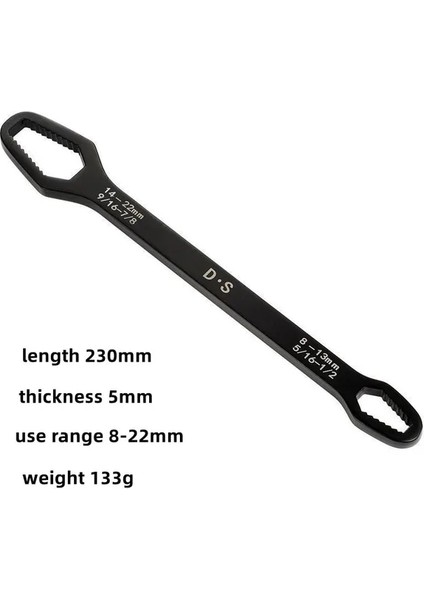 Siyah 5mm Anahtar Çok Fonksiyonlu Anahtar 8-22MM Evrensel Çift Kafalı Torx Anahtarı Kendinden Sıkma Ayarlanabilir Gözlük Anahtarı Kurulu El Aleti (Yurt Dışından)