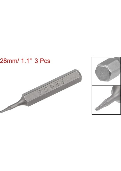 3 Adet P2-0.8mm Uxcell 3 Adet P2 0.8mm Tornavida Uçları 5/32 Inç Hex Shank Yıldız Şekli Tornavida 28MM Uzun Dizüstü Telefon Tamir El Aletleri (Yurt Dışından)