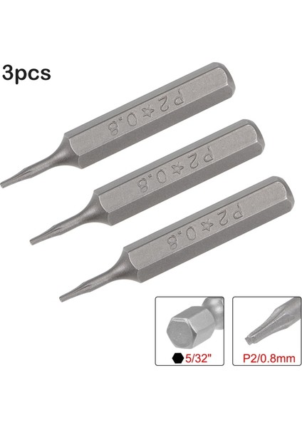 3 Adet P2-0.8mm Uxcell 3 Adet P2 0.8mm Tornavida Uçları 5/32 Inç Hex Shank Yıldız Şekli Tornavida 28MM Uzun Dizüstü Telefon Tamir El Aletleri (Yurt Dışından) fiyatları