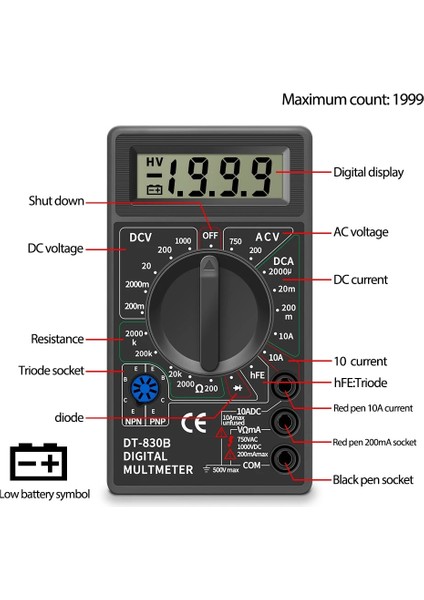 Multimetre Dijital LCD Dijital Multimetre DT830B Ac/dc Mini Voltmetre Ampermetre Ohm Test Cihazı 750/1000V Multimetre Dijital El Multimetre Metre (Yurt Dışından)