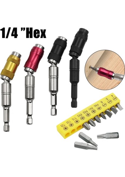 Set 3 1/4 "altıgen Manyetik Halka Tornavida Uçları Hızlı Değişim Sürücü Kılavuzu Matkap Uzatma Çubuğu El Aletleri Dar Alanlar Için Matkap Ucu (Yurt Dışından) fiyatları