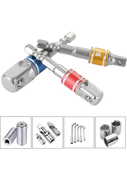 Gri 3 Adet Matkap Soket Adaptörü Darbeli Matkap Uzatma Matkap Uçları Bar Soket Adaptörü 1/4 3/8 1/2 Boyutu Hex Shank Kare Kafa Matkap Ucu (Yurt Dışından)