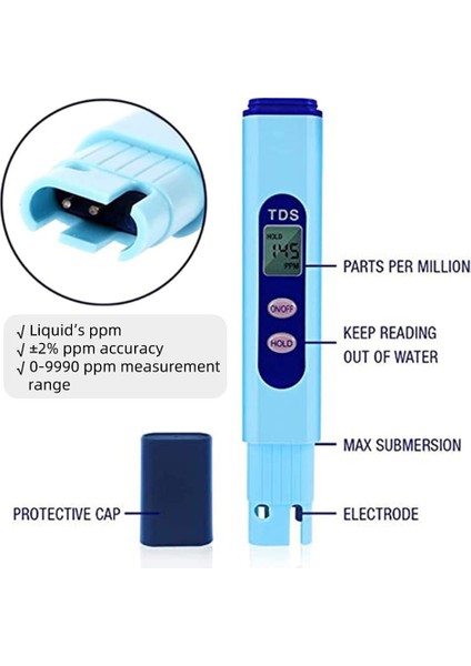 TDS-3W Dijital Tds Metre Su Kalitesi Tds Ppm Test Cihazı Tuzlu Su Havuzu Suyu Saflık Monitörünü Test Etmek Için (Yurt Dışından) modelleri
