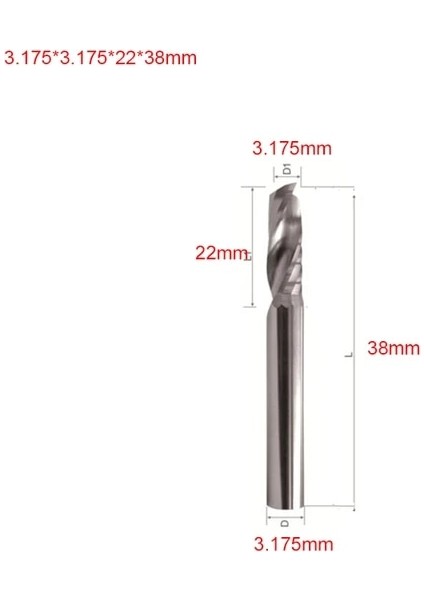 1 Adet 3.175X3.175X22X45MM 1 Adet Tek Flüt Up Spiral Kesici Cnc Parmak Freze Karbür Freze Ucu Akrilik Pvc Mdf Freze Kesicisi Feramentas Marcenaria (Yurt Dışından)