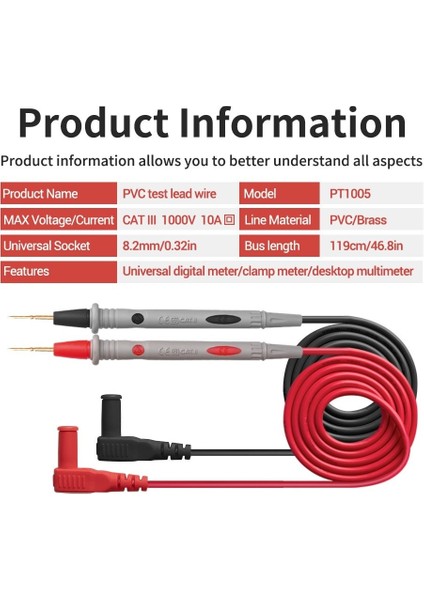 Set2 PT1005 1000 V 10A Prob Testi Pin Pin Dijital Multimetre Iğne Ucu Çok Metre Test Cihazı Kurşun Probu Tel Kalem Kablosu (Yurt Dışından) fırsatları