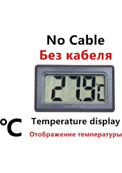 T-No Wire Siyah Mini LCD Dijital Kapalı Uygun Sıcaklık Sensörü Nem Ölçer Termometre Higrometre Ölçer Aletler Kablo (Yurt Dışından)