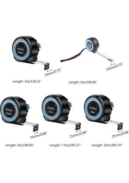 5MX25MM Mezura Ölçüm Geri Çekilebilir Tek Taraflı Cetvel Metrik Okunması Kolay Otomatik Kilit Ölçme Aracı Mühendislerin Kullanımı (Yurt Dışından)