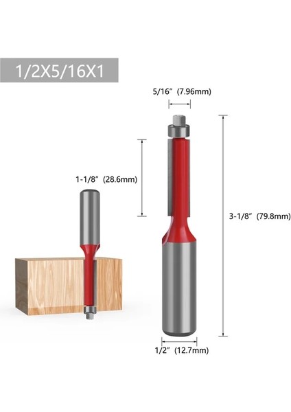 No9 1/2 "12MM Ahşap Yönlendirici Bit Sonu Çift Flüt Bilyalı Rulman Gömme Yönlendirici Bit Düz Şaft Trim Ahşap Freze Kesiciler Ağaç Işleme Için (Yurt Dışından)