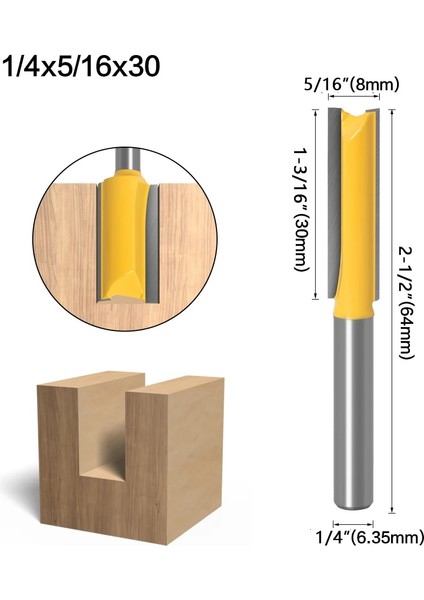 1L4X1L4X30 1/4 /6.35 mm Şaft Düz Bit Tungsten Karbür Tek Çift Flüt Freze Ucu Ahşap Freze Kesici Ağaç Işleri Için 1 Adet (Yurt Dışından) indirimleri