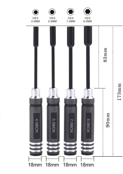 4.0 mm Yeni 4 Adet/takım Metal Altıgen Somun Anahtarı Soket Tornavida 4.0/5.5/7/8mm Rc Model Araba Için SCX10 Trx4 Oyuncaklar Gemiler ve Uçaklar (Yurt Dışından)