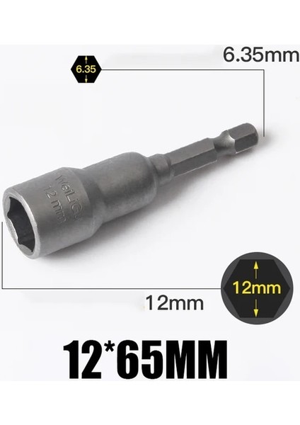 12MM x 65MM 1 Adet 3MM-24MM Altıgen Darbe Soketi Manyetik Olmayan Somun Tornavida Seti 1/4 6.35MM Anahtarı 65MM Uzun Adaptör Elektrikli Matkap Soket Kiti (Yurt Dışından)