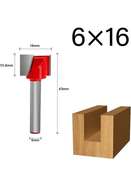 6X16MM 6mm Shank Yüzey Planya Alt Temizleme Ahşap Freze Cnc Kesici Gravür Bıçağı Yönlendirici Bit Ağaç Işleme Aleti 10-32MM (Yurt Dışından)