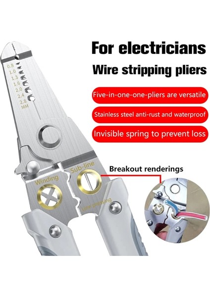 7 Inç Tel Stripper Decrustation Pense Çok Aracı Yangın Striptizci Elektrik Kablo Striptizci Kesici Çok Fonksiyonlu Tel Tamir Aracı Pense (Yurt Dışından) indirimleri