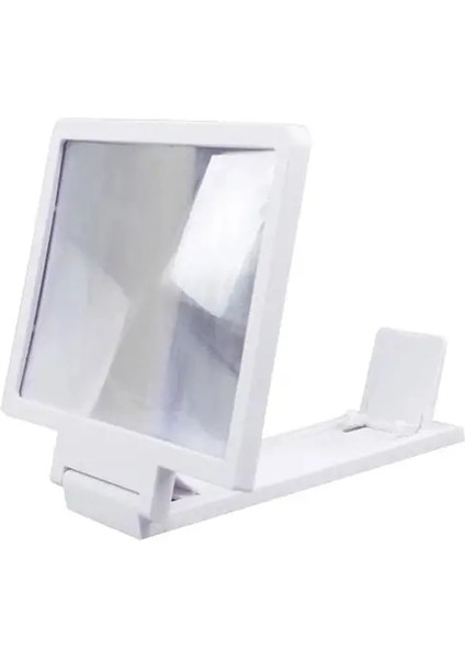 Beyaz 3D Telefon Ekran Büyüteci Hd Güçlendirilmiş Katlanabilir 5.5 Inç Braket Amplifikatör Masaüstü Büyüteç Akıllı Telefon Tutucu (Yurt Dışından)