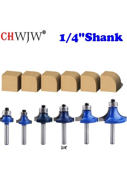 6.35MMX6.35MM Chwjw 1/4 "köşe Yuvarlak Yönlendirici Bit Üzerinde Rulman Freze Kesicisi Ahşap Ağaç Işleme Aleti Tungsten Karbür (Yurt Dışından) fiyatları