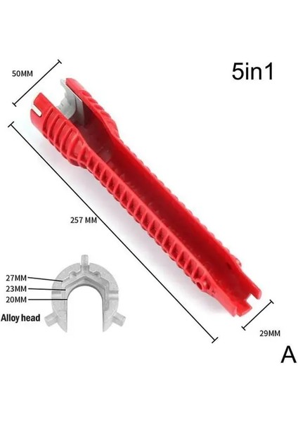 Kırmızı 5 In 1 Lavabo Anahtarı Musluk Sıhhi Tesisat Araçları Anahtarı Sihirli Kanal Anahtarı Kaymaz Çok Anahtar Mutfak Tamir Sıhhi Tesisat Anahtarı Aracı El Aletleri (Yurt Dışından)