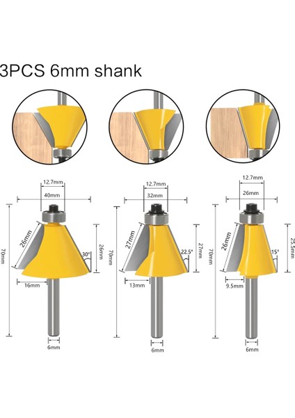 8mm 15 Derece 1 Adet 1/4 "6 mm 8 mm 1/2" 12 mm Shank Freze Kesicisi Ahşap Oyma Pah Yönlendirici Bit 15 Derece Eğim Kenar Freze Kesicisi Woodorking (Yurt Dışından)