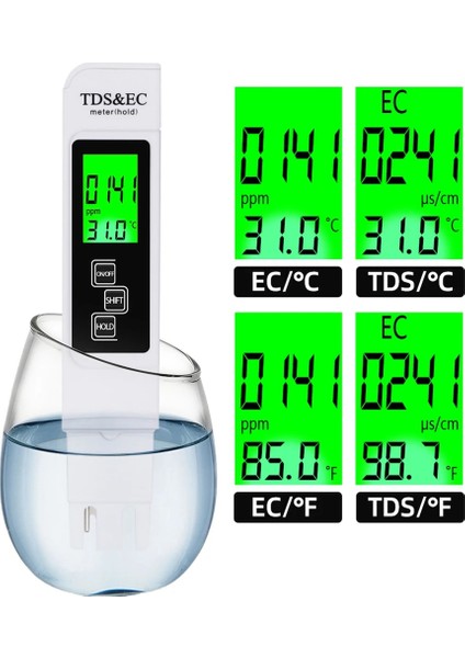 Dijital Su Kalitesi Test Kalemi Ec Tds Test Cihazı Ph Ölçer Su Sertlik Aletleri Saflık Test Aracı Içme Suyu Akvaryumları Için (Yurt Dışından)