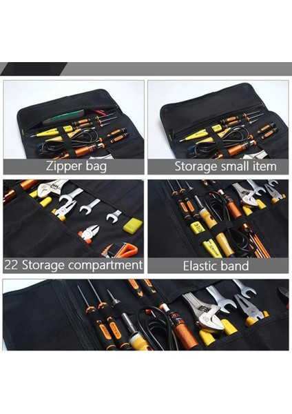 Siyah Taşınabilir Oxford Kumaş Alet Çantası Katlanır Tornavida Pense Anahtarı Rulo Depolama Cep El Organizatör Çanta Tamir Çantası Araba T Q4F3 (Yurt Dışından) fırsatları