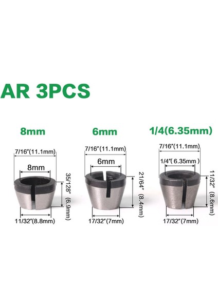 Ab 6 1/4 ''6mm 6.35MM 8mm 12.7 Mmshank Freze Kesicisi Collet Chuck Gravür Kırpma Freze Kesicisi Ahşap Freze Uçları Ağaç Işleme (Yurt Dışından) modelleri