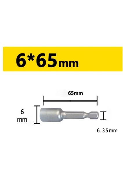 6mm Güçlü Manyetizma Hex Bit Socke 1/4" Hex Shank Darbe Soket Somun Tornavida Elektrikli Matkaplar Için Darbeli Sürücüler Soket Seti Araçları (Yurt Dışından)