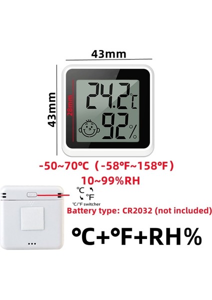 C-F-Black-Mını Mini LCD Dijital Termometre Higrometre Kapalı Oda Sıcaklığı Nem Ölçer Sensör Ölçer Hava Istasyonu (Yurt Dışından)