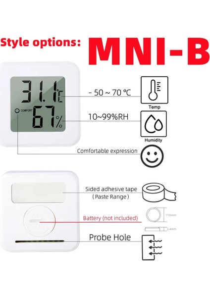 C-F-Black-Mını Mini LCD Dijital Termometre Higrometre Kapalı Oda Sıcaklığı Nem Ölçer Sensör Ölçer Hava Istasyonu (Yurt Dışından)